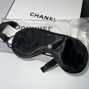 Chanel beauty Adjustable Sleeping Eye Mask black satin CC logo gift travel CC